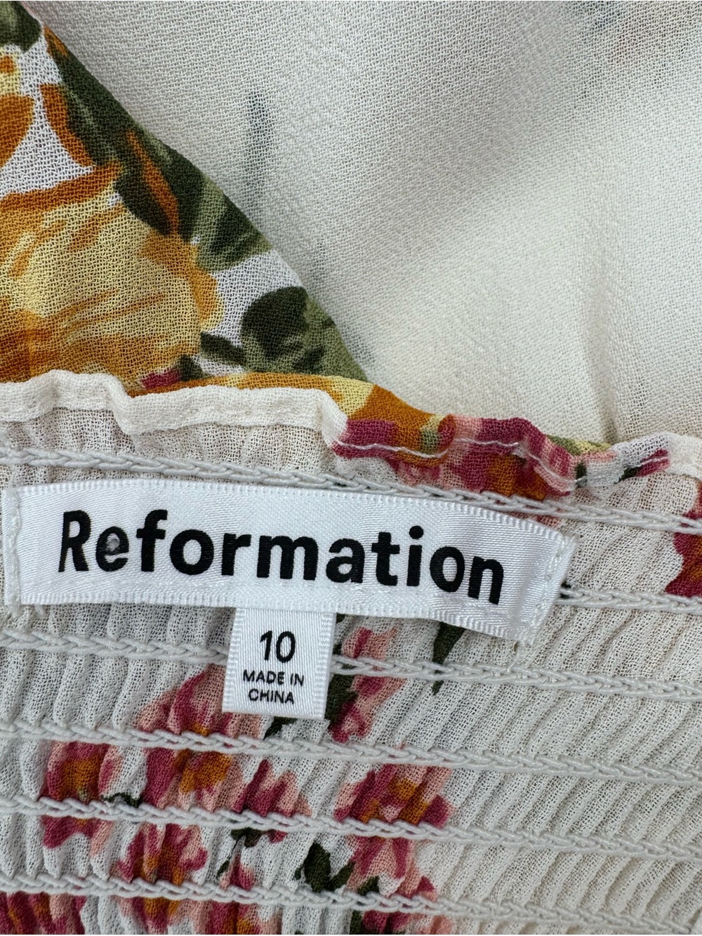Reformation Juliette Midi Dress Formosa Floral Size 10 Sweetheart Tie Strap - Picture 7 of 15